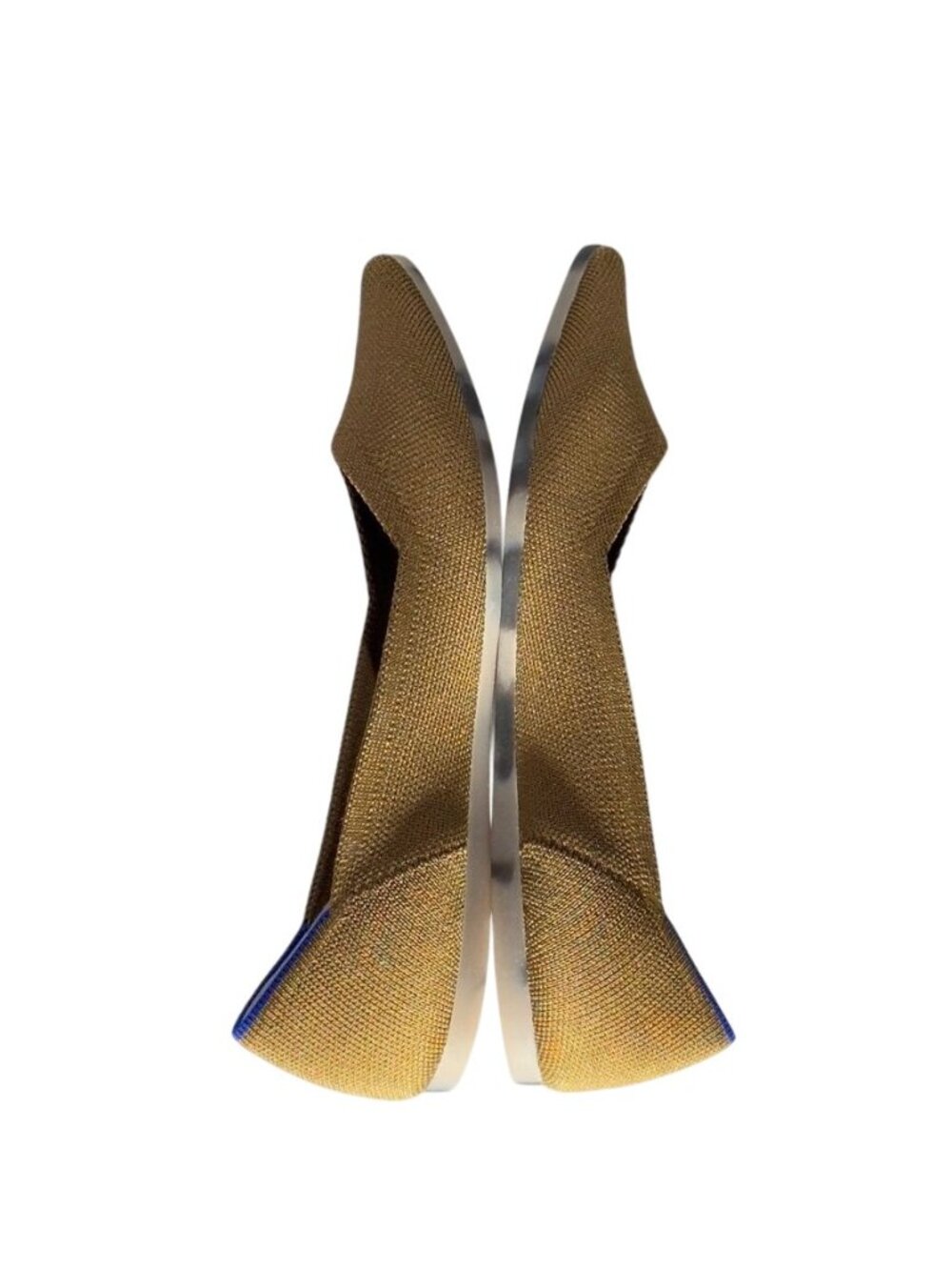ROTHY'S Womens Pointed-Toe Flats Recycled Knit Bronze/Brown Blue Trim Size 7 - Picture 5 of 11